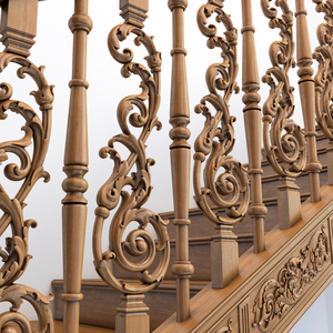 Symmetrical wood railing spindles